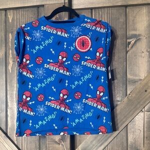 Disney Spider-Man Blue Graphic Tee cuff sleeve at top see photos